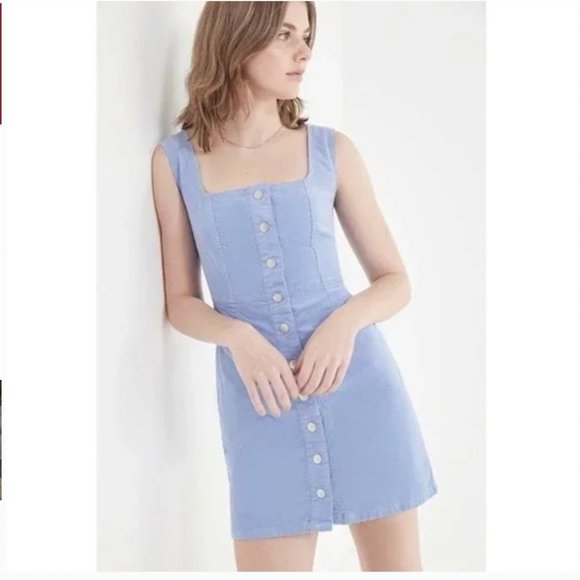 Urban Outfitters White Denim Button-Down Dress - Picture 2 of 6